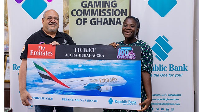 BERNICE AMISSAH WINS TICKET TO DUBAI IN THE REPUBLIC BANK CLC PROMOTION FINAL DRAW